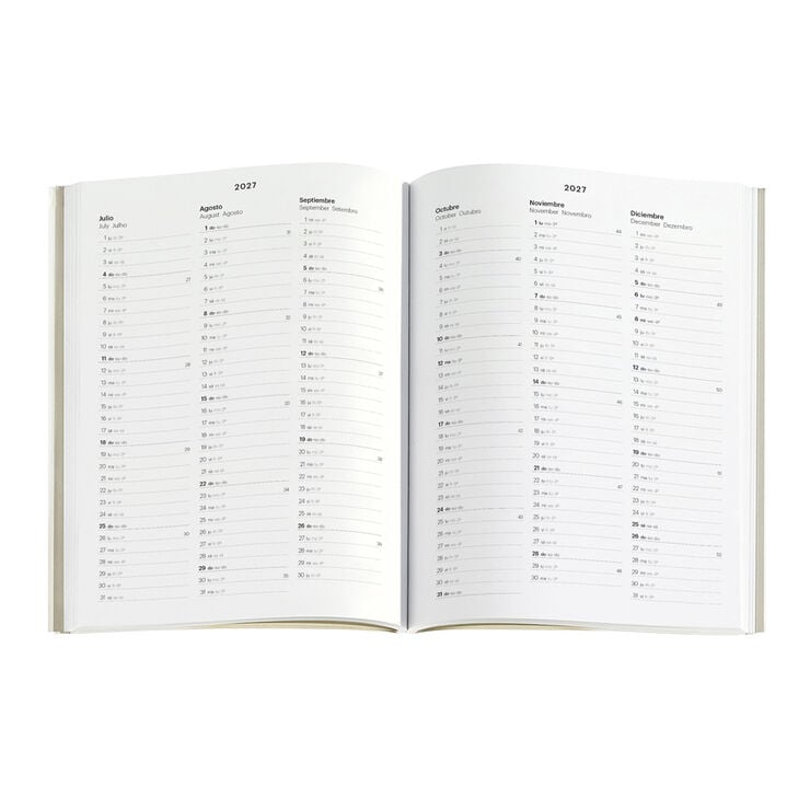 Agenda Miquelrius 145x195 mm Semana Vista Multiling&uuml;e Aquarel 2027 &Iacute;ndigo