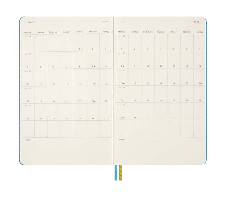 Agenda 18 meses Moleskine tapa dura sem/vista L 2025-26 Peanuts