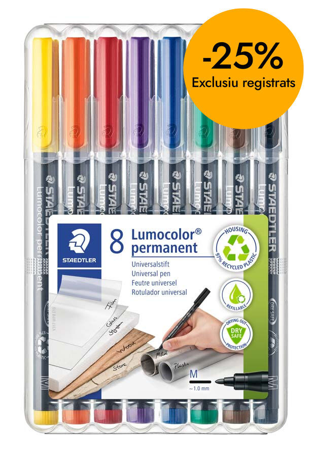 Retoladors permanents Lumocolor mitjana 8 colors