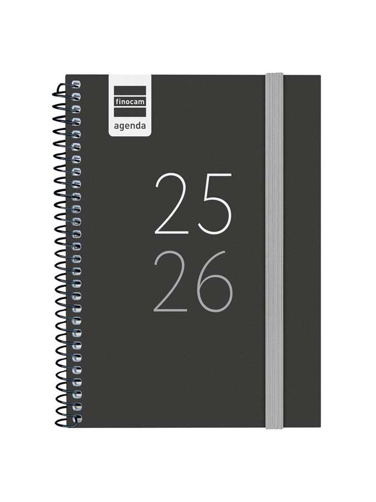 Agenda Finocam escolar Secundaria 1/8 sem/vista cas 2025-26 negro