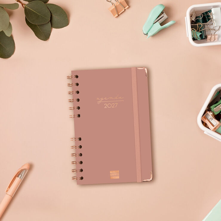 Agenda Finocam Alma Semana Vista Horizontal 2027 Catal&aacute;n Rosa