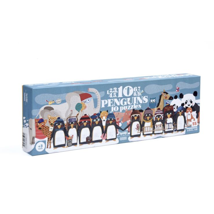 Puzzle  pingüins Progresius per comptar 55 peces