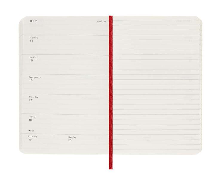 Agenda Moleskine 12m sem/vista 2025 Pocket rojo