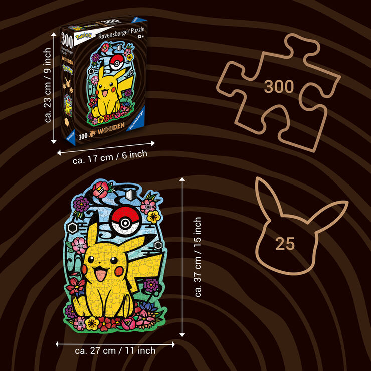 Puzle 300 peces Fusta - Pikachu
