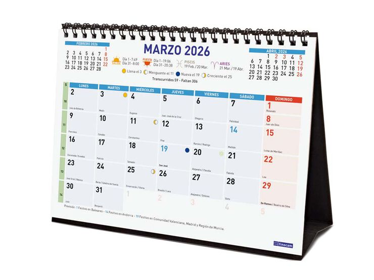 Calendario sobremesa Finocam Color Escribir 21x15 S 2026 castellano