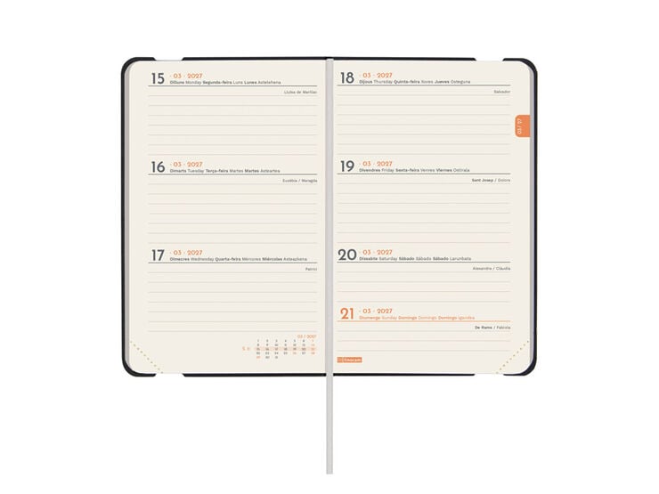 Agenda Finocam Flex Llisa Semana Vista Horizontal 2027 Catal&aacute;n Negro