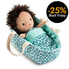 Muñeco de Tela Bebé Ari con Capazo Reversible
