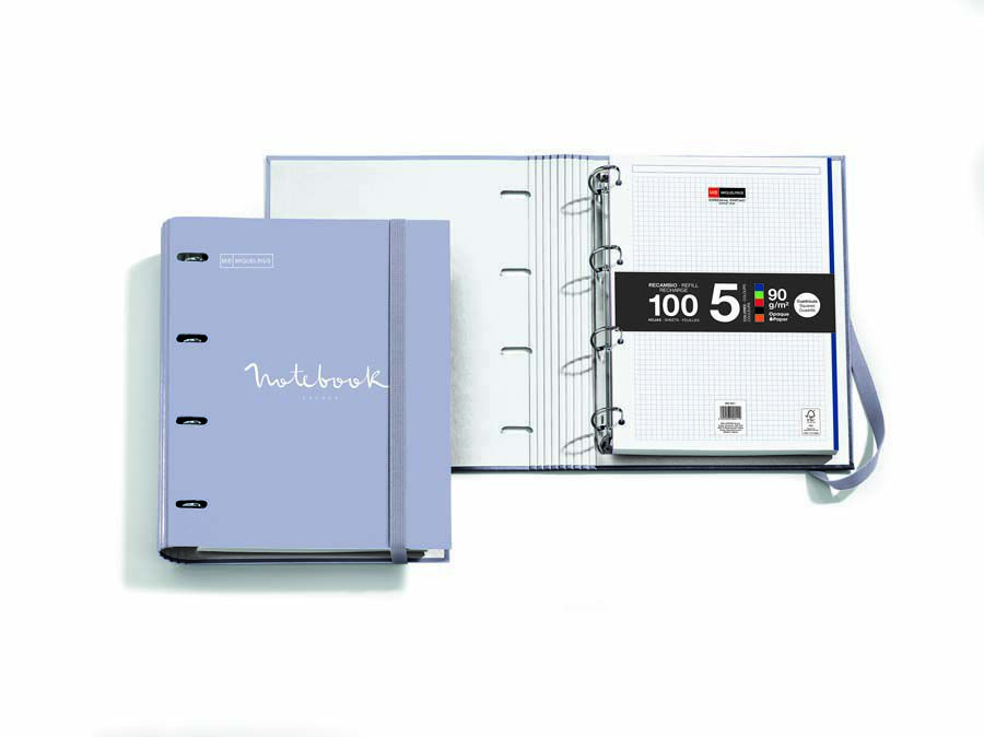 Carpebloc Emotions Miquelrius con recambio A4 4 anillas gris