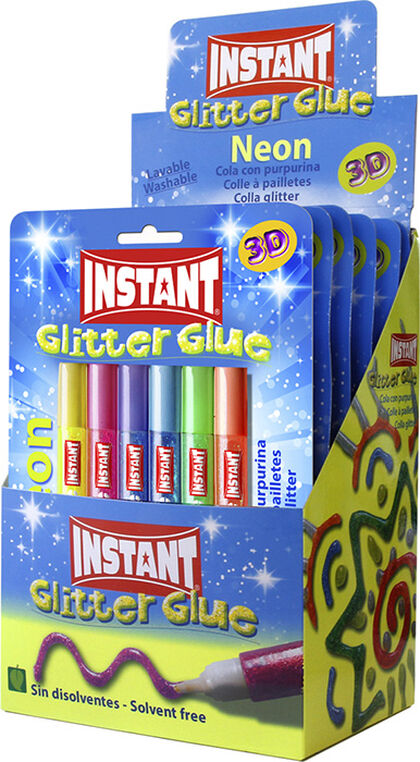 Cola Instant Glitter Neon de 6 colors