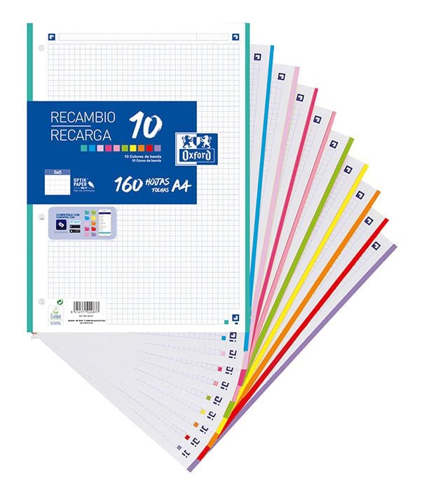 Recanvi Paper A4 160 fulls 5x5 Oxford