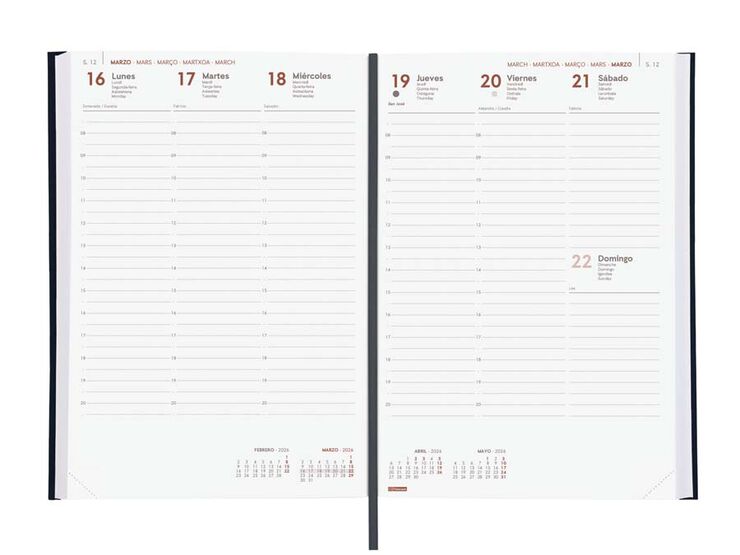 Agenda Finocam Milano Y11 sem/vista vertical cas 2026 negro