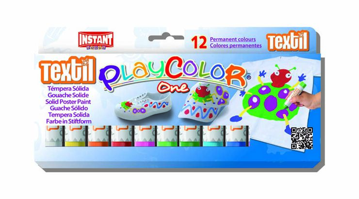 Tèmpera en barra Playcolor One Textil 12 colors