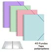 Carpeta 40 fundas espiral con goma A4 Senfort pastel