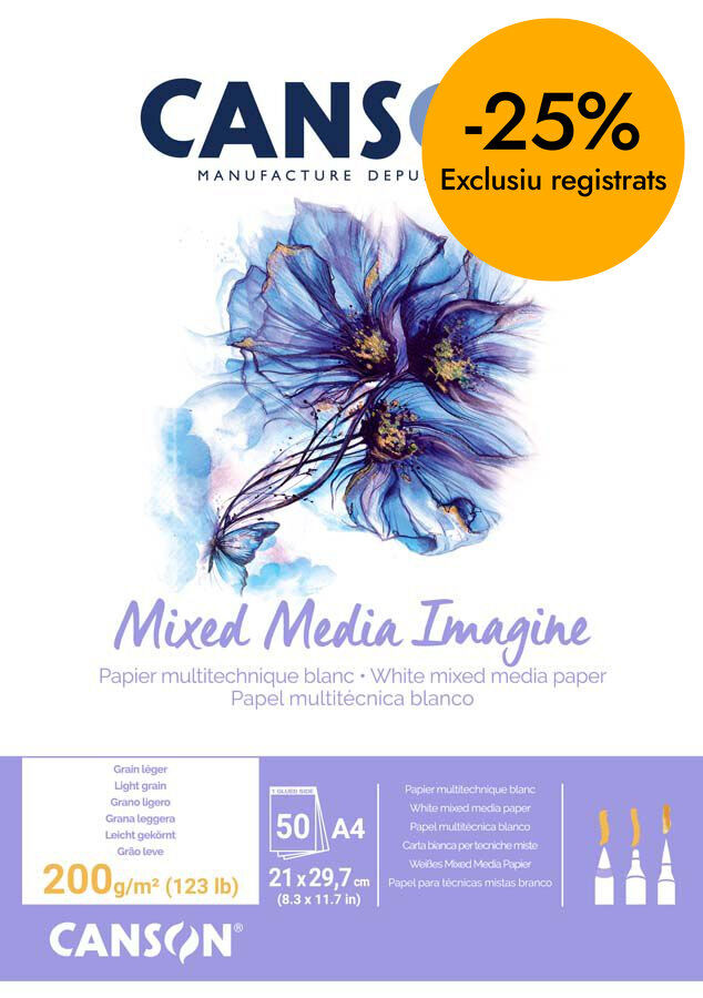 Bloc Dibuix Mix Media Imagine Canson A4 200g 50 fulls
