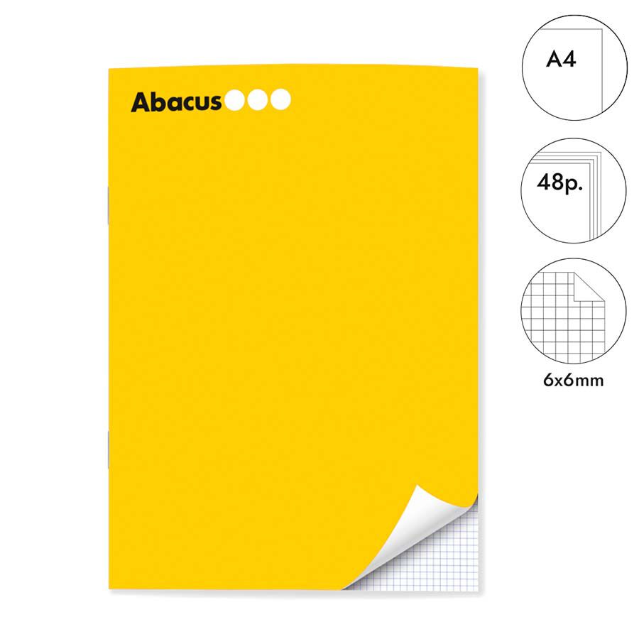 Libreta grapada Abacus A4 48 hojas 6x6mm amarillo