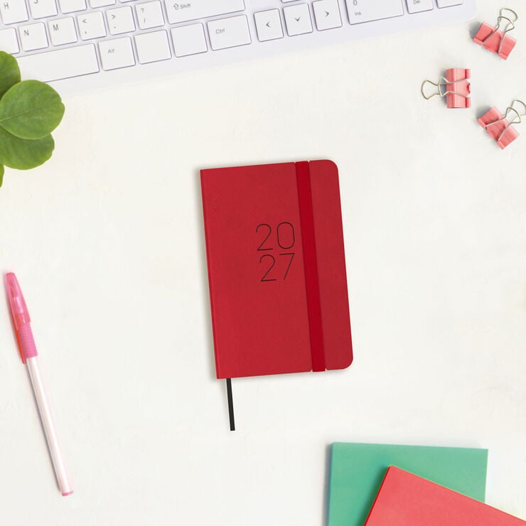 Agenda Finocam Flex Llisa Semana Vista Horizontal 2027 Catal&aacute;n Rojo