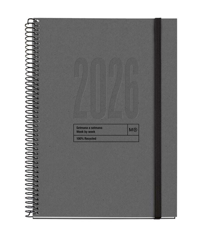 Agenda Espiral Miquelrius Plus sem/vista catalán 2026 Recycled grafito