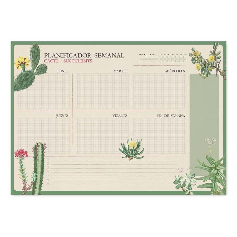 Planificador Semanal A3 Kokonote Botanical Cacti castellano