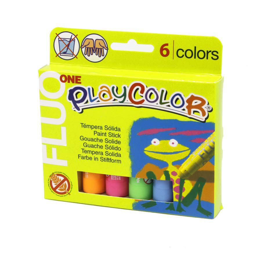 T&eacute;mpera s&oacute;lida Playcolor fluorescente 10g 6 colores