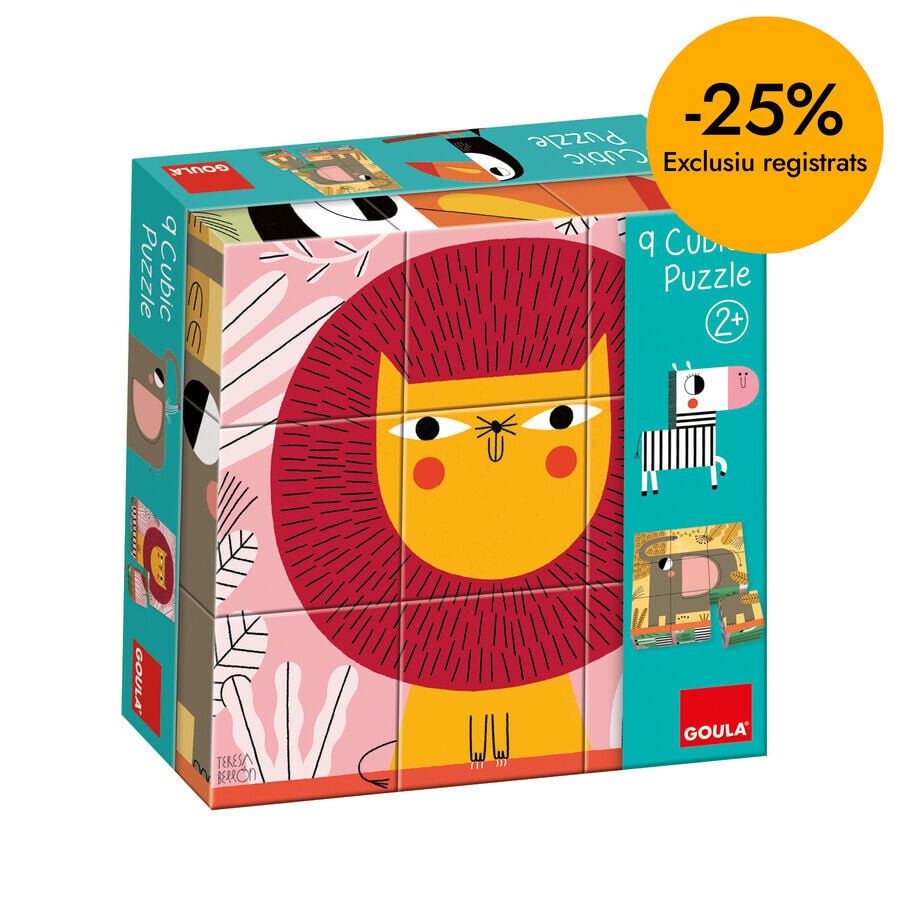 Puzzle 9 piezas Cubos Animales