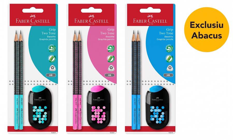 Bl&iacute;ster Set Faber-Castell: L&aacute;piz, Goma y Sacapuntas Two Tone
