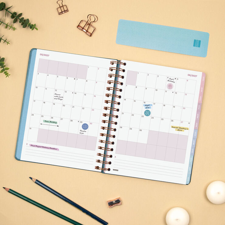 Agenda Finocam Optimal Semana Vista Horizontal 2027 Multiling&uuml;e Azul