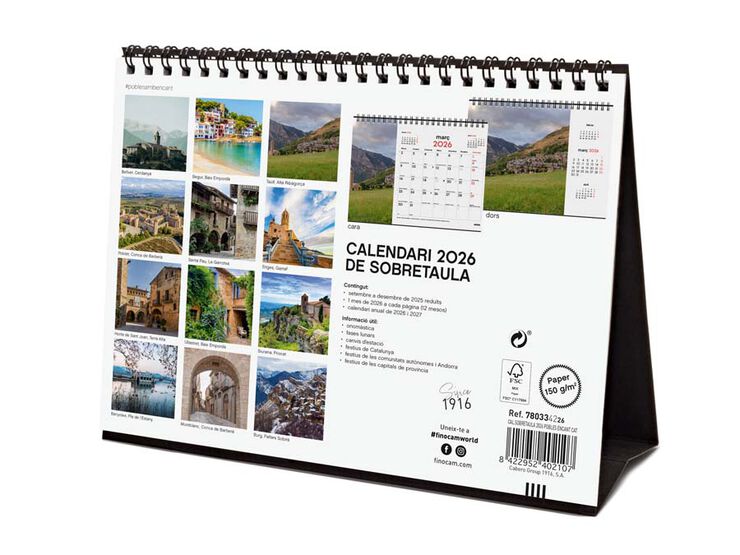 Calendario sobremesa Finocam 2026 Pobles amb encant catalán