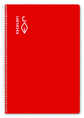 Libreta espiral Escolofi A4 4x4 con margen 80 hojas Rojo