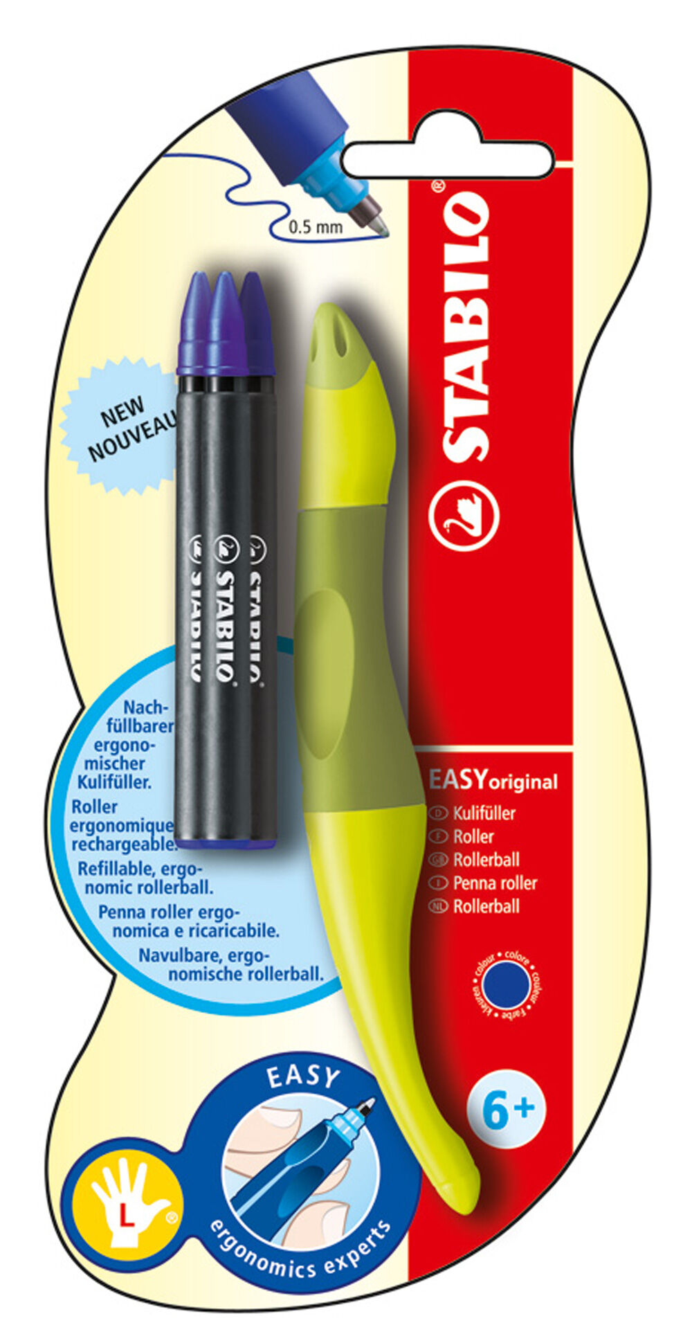 R&ograve;l&middot;ler Stabilo Easy esquerrans verd/llima