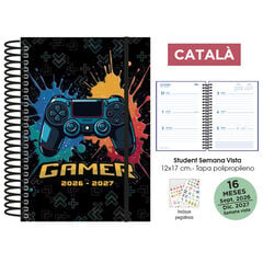 Agenda Paperblanks 16 Meses Espiral Semana/Vista Catal&aacute;n 2026-2027 Gamer Negra