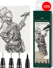 Rotuladores Fineliner Faber-Castell Pitt negro 4u