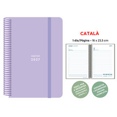 Agenda Espiral Finocam 16x23,5 cm Catal&agrave; Dia P&agrave;gina 2027 Lila Pastel