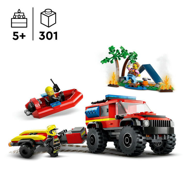 LEGO® City Camió de Bombers 4x4 amb Vaixell de Rescat 60412