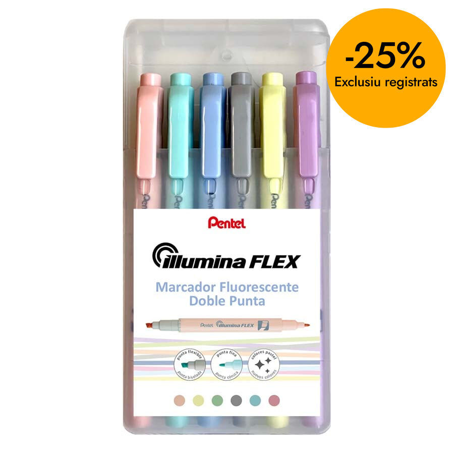 Marcadores fluorescentes doble punta Illumina Flex Pentel 6 colores