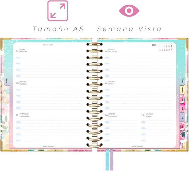 Agenda escolar Takenote A5 día/página mul 2025-26 Valeria