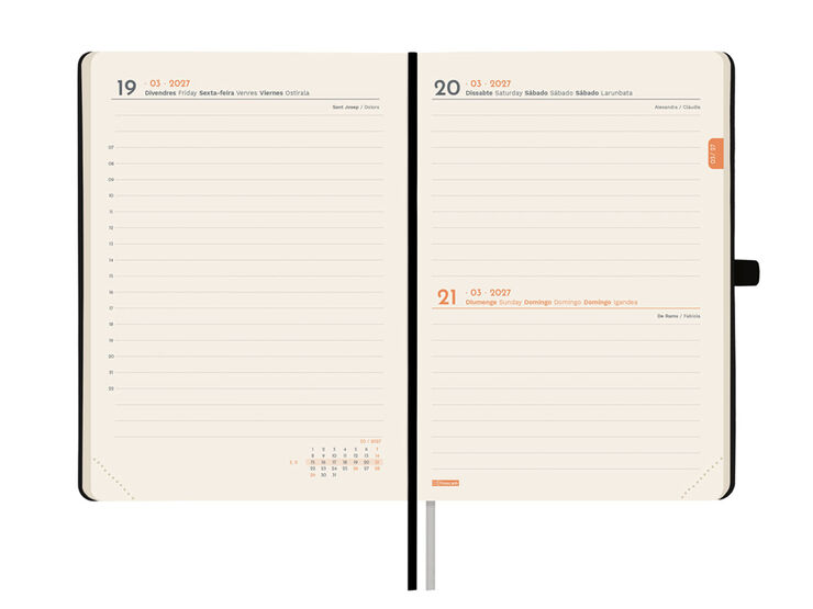 Agenda Finocam Textura D&iacute;a P&aacute;gina 2027 Catal&aacute;n Negro