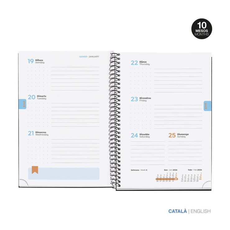 Agenda escolar Miquelrius Plus día/pág cat 2025-26 Serpentina