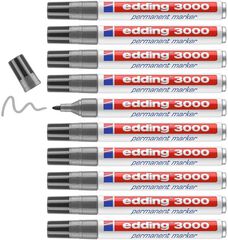 Rotuladores permanentes Edding 3000 gris 10u