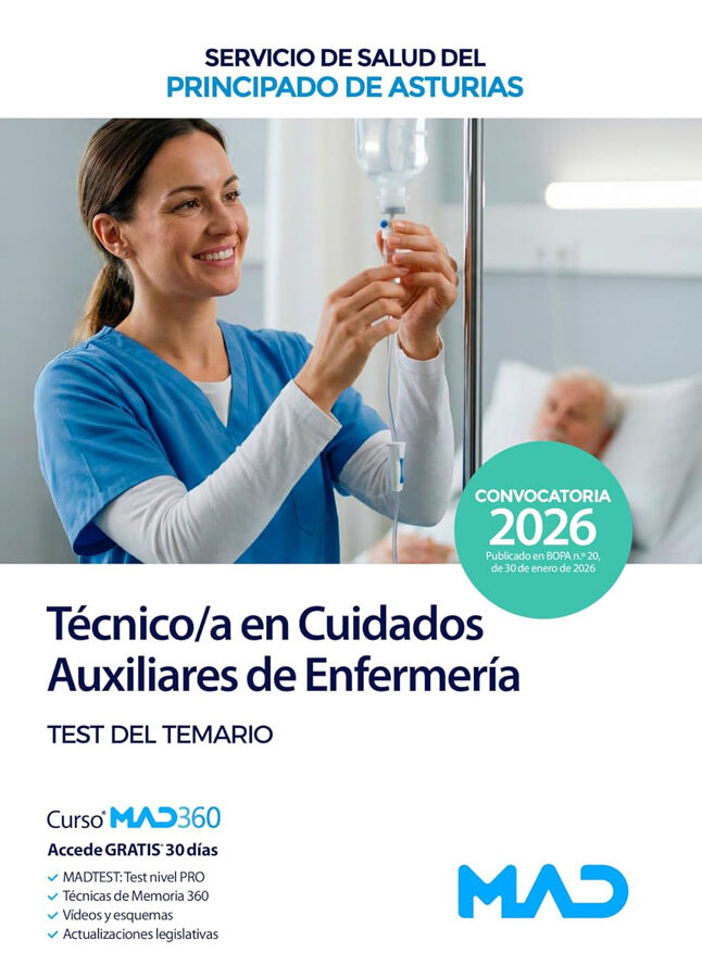 T&eacute;cnico en Cuidados Auxiliares de Enfermer&iacute;a del Servicio de Salud del Principado de Asturias. Test del temario