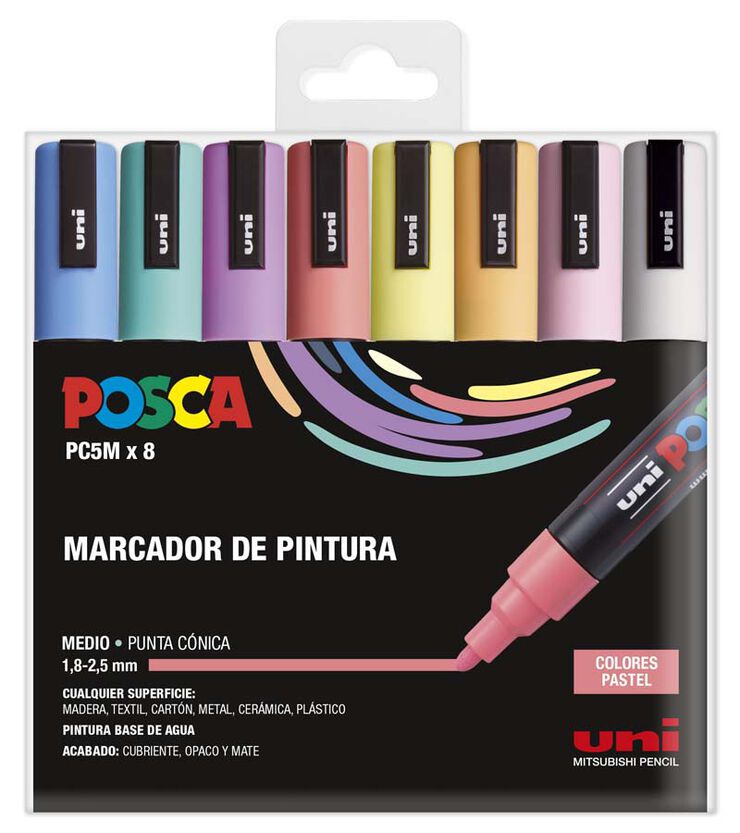 Retoladors Posca PC-5M pastel 8 colors