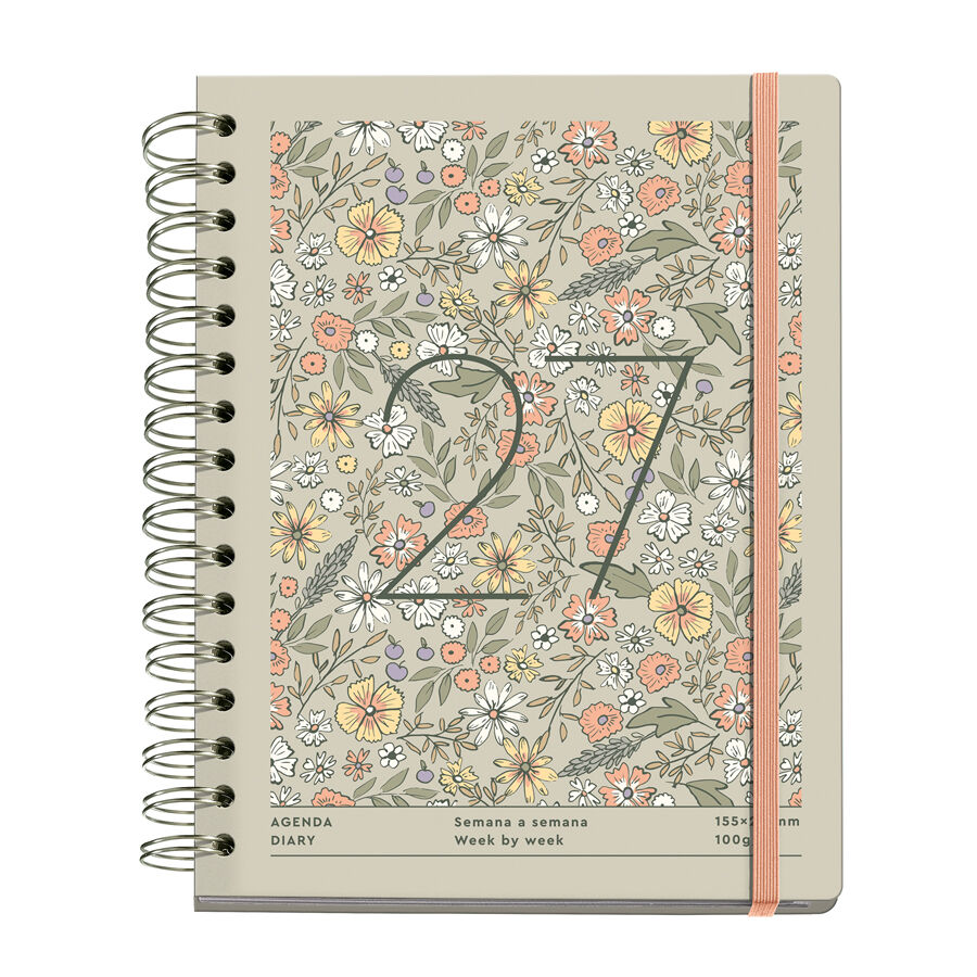 Agenda Miquelrius Plus Wire-O Setmana Vista Multiling&uuml;e 2027 Liberty Taupe