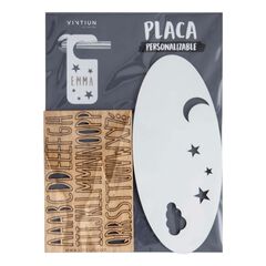 Placa decorativa personalizable Vinitun Luna blanco