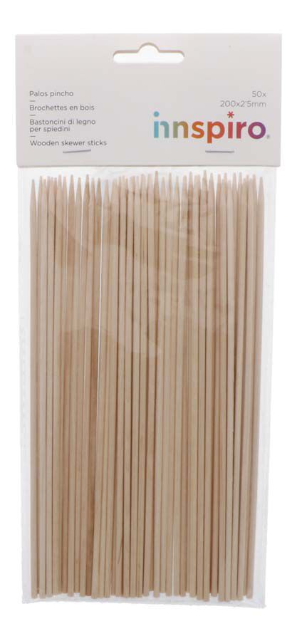 Palos pincho de madera Innspiro natural 50u