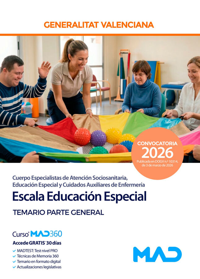 Cuerpo Especialistas de atenci&oacute;n sociosanitaria, educaci&oacute;n especial y cuidados auxiliares de enfermer&iacute;a de la Generalitat Valenciana. Escala Educaci&oacute;