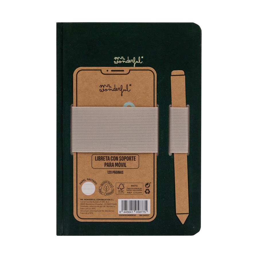 Llibreta A5 amb suport per a m&ograve;bil Mr.Wondeful - Dicho y hecho