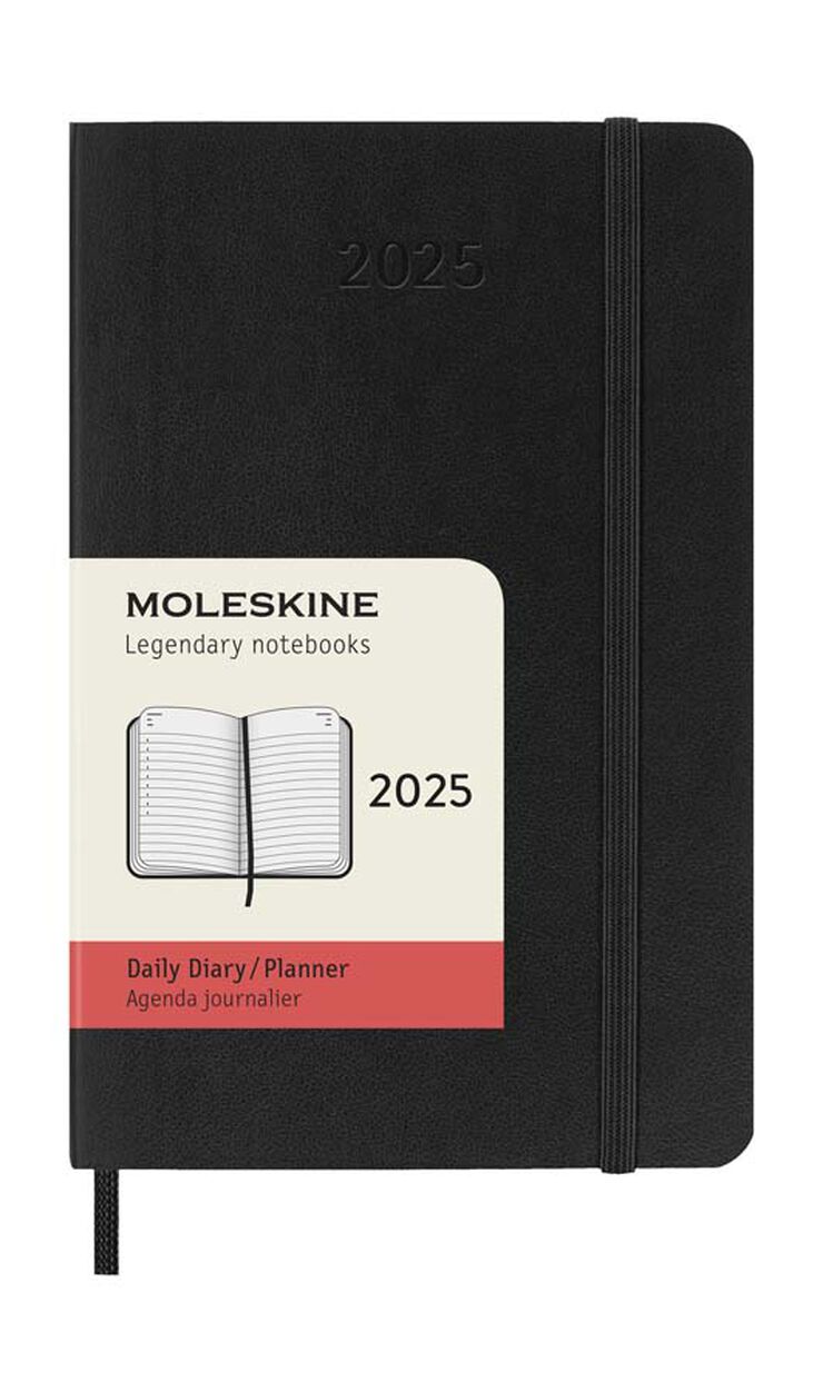 Agenda Moleskine 12m día/pág 2025 Pocket negro
