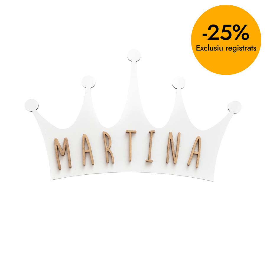 Placa decorativa personalitzable Corona blanc
