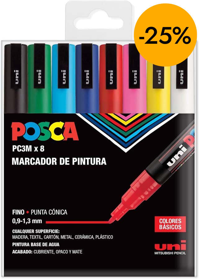 Retoladors Posca PC-3M 0,9-1,3mm basic 8 colors