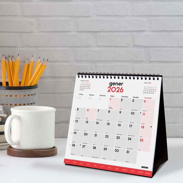 Calendario mesa Escribir Pestañas S 2026 catalán