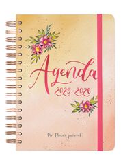 Agenda Finocam escolar The Flower Journal E10 día/pág cas 2025-26 rosa